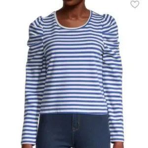 REBECCA MINKOFF Talia Cropped Top Puff Sleeve Size L